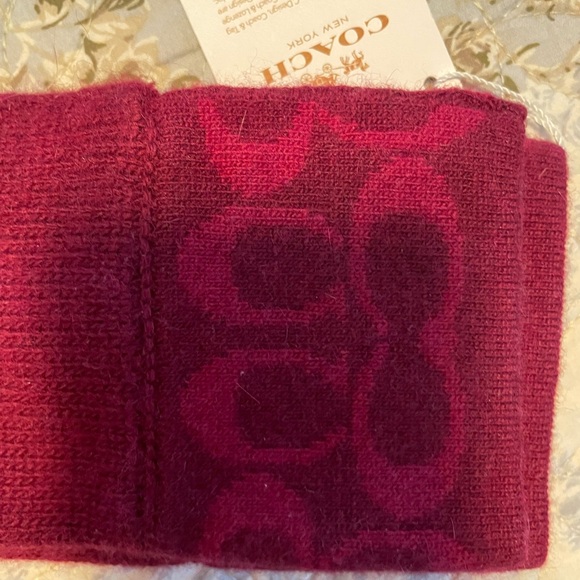 Coach knit gloves. Cranberry/red color. Thumb touchscreen. One size. Brand new. - Picture 2 of 5